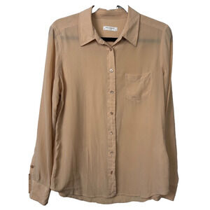 Equipment Femme Peach 100% Silk Button Down Long Sleeve Blouse Size M Luxury A22